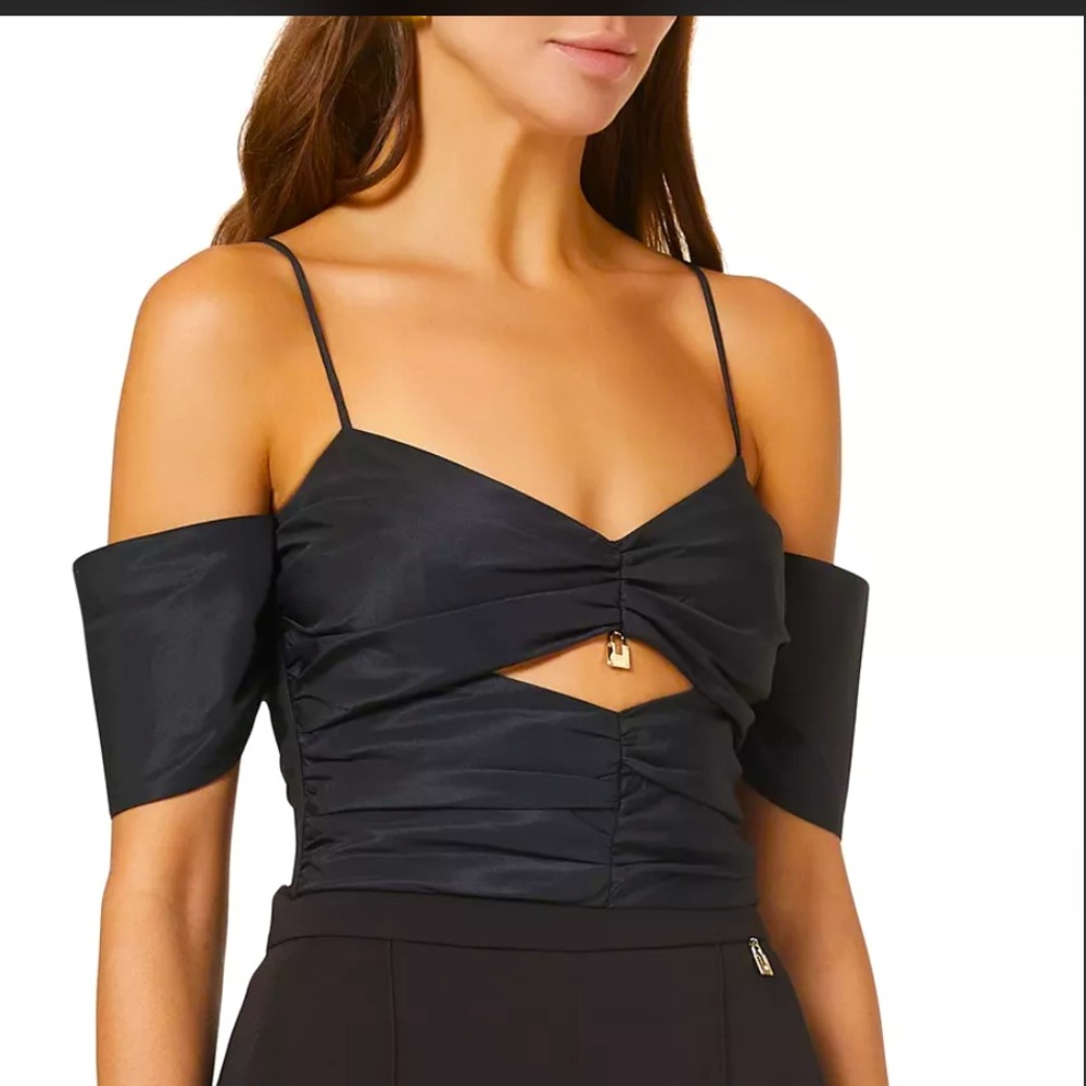 Italian Boutique Padlock Detailed Top in Black. Worn once.